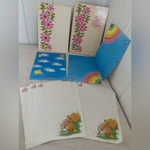 Vintage Stationery Set floral just a notes current 70s boho mushroom Design LOT